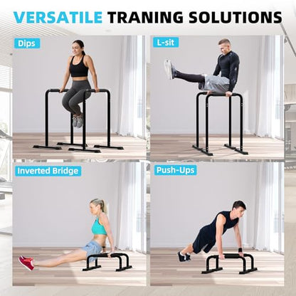 Outdoor Basic 2-in-1 Adjustable Dip Bar Station - Heavy Duty Parallel Bars with Connecting Parts, Extra Tall & Thickened Steel Design for Home Gym, Calisthenics & Strength Training (Dip Bar Pro)