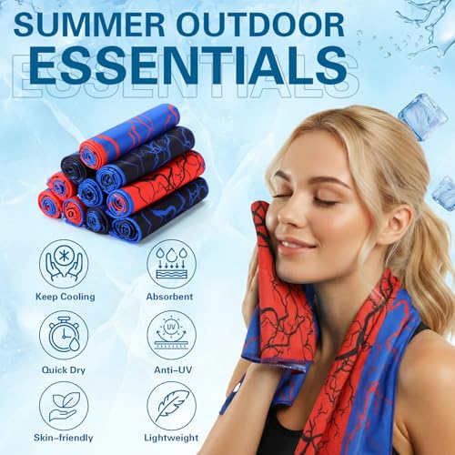 12 Pack sport Cooling Towels, 40"x12" Ice Breathable Soft Chilly Sweat Rag Microfiber Workout Rags Cooling Towels for Neck and Face for Gym Yoga Golf Sport Running Fitness Party Favors Team Gift