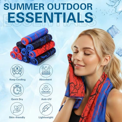 12 Pack sport Cooling Towels, 40"x12" Ice Breathable Soft Chilly Sweat Rag Microfiber Workout Rags Cooling Towels for Neck and Face for Gym Yoga Golf Sport Running Fitness Party Favors Team Gift