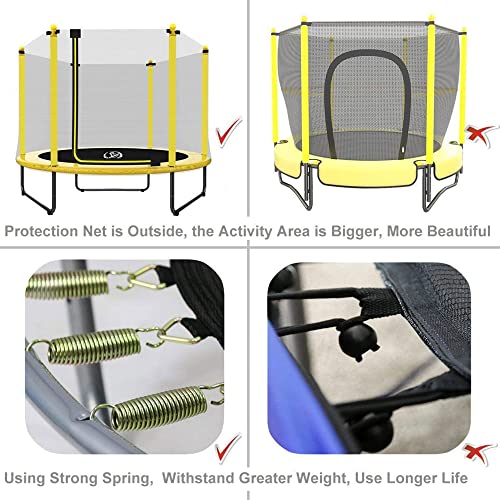 60" 6-in-1 Kids Trampoline, 5ft Mini Toddler Trampoline for Girls Boys - color: Yellow 3-in-1