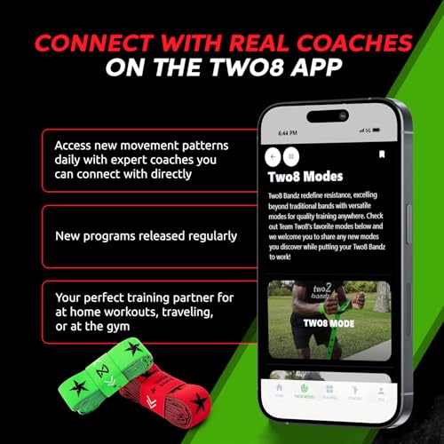 Two8 Bands Wearable Resistance Training System – Multi-Loop Fabric Bands with Built-in Handles and AI Coaching App – Adjustable, Anti-Slip Mobility Set for Sports Performance and Physical Therapy