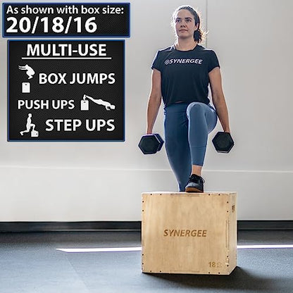 Synergee 3 in 1 Wood Plyometric Box for Jump Training and Conditioning. All in One Jump Trainer. Sizes 30/24/20, 24/20/16, 20/18/16, 16/14/12 - color: Wood Plyo - 24/20/16
