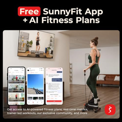 Sunny Health & Fitness Twist Stair Stepper with Resistance Bands - color: Black Matte
