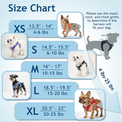 Kruz Dog Harness (Chest 16"-17", Weight 10–15 lbs) Athletica Adjustable Heavy Duty No Choke Puppy Vest for Small Dogs Lightweight Air Mesh, Reflective, Puppy Essentials – Turquoise, Medium