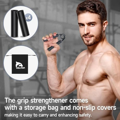 Grip Strength Trainer 4 Pack,50LB-200LB Hand Exerciser Gripper Forearm Finger Strengthener Non-Slip Suitable for Hand Rehabilitation Finger Strength Training, Muscle Building, Home Gym - color: Black,4Pack,50-200LB