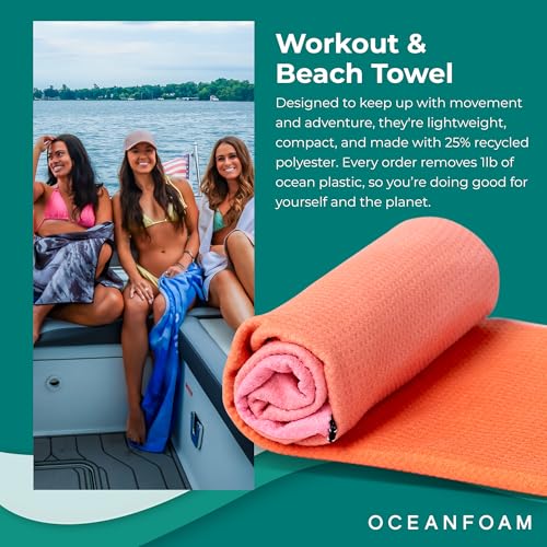 Beach Towel – Lightweight, Absorbent, Quick-Drying, Sand-Resistant, Non-Slip – Ideal for Workouts, Yoga, Pilates, Beach, Pool, Boat & Travel – 25% Recycled – 72"x24" (Sunset) - color: Sunset