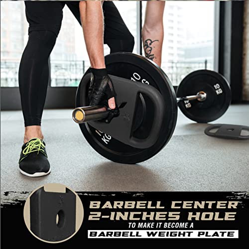 Yes4All Cast Iron Rucking Weight with 2" Center Hole, Training Weight Plate with Upgraded Rounded Handle for Weighted Walking, Lifting, Rucking & Tactical Strength Training - US Patented Design
