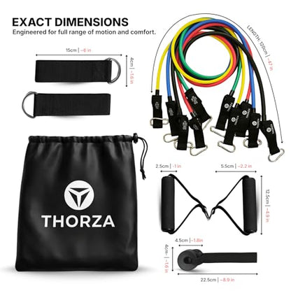 11-Piece Full Body Strength Training with Resistance Bands Set - 5 Levels Tube Exercise Bands, Without Latex TPE Resistance Band - Door Anchor, Handles, Ankle Straps & 1 Bag