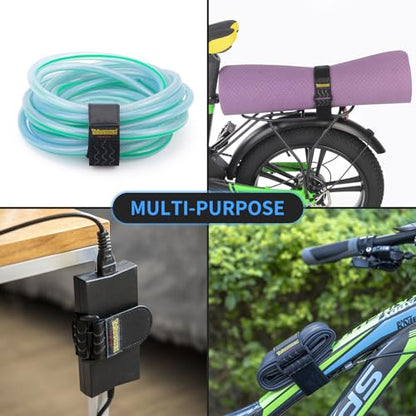 Trilancer Elastic Cinch Straps with Anti-Slip Strips, 12 "x 2"(8 Pack) Heavy Duty Multipurpose Hook and Loop Straps for Extension Cords, Cables, Ropes, Hoses, Bike, Pant Garters - size: 12"(8 pcs)