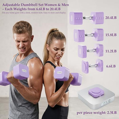 20LBS 40LBS 50LBS Dumbbells Adjustable Dumbbell Set of 2, Hand Weights for Women Men Free Weight Dumbbells Sets for Home Gym & Outdoor Exercise Workout Strength Training Equipments