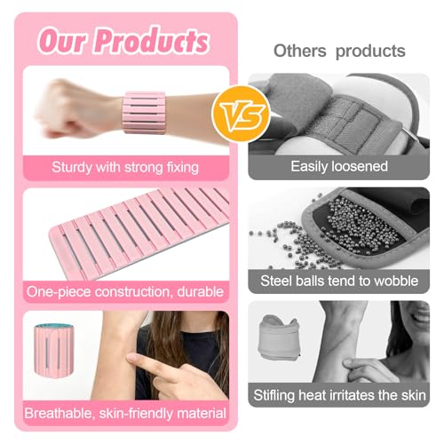 Magnetic Ankle Wrist Weights for Women, 1LB Each (2 Packs) - Arc Wrap Design for Secure Fit, Breathable & Skin-Friendly for Walking, Yoga, Pilates, Home Workouts - Enhanced Comfort, No Slip, Stackable