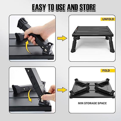 Adjustable RV Step Stool, 3-Step Height Adjustment, Foldable Legs, Wide Anti-Slip Surface,Supports Up to 1,000 lb, Premium Aluminum Construction Easy to Carry - color: Carton Black