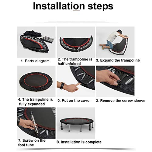 TXTC 40inch Foldable Mini Trampoline,Fitness Trampoline with Trampoline Bag,Stable & Quiet Exercise Rebounder for Kids Adults Indoor,Workout Max 440lbs (Color : D-50inch)