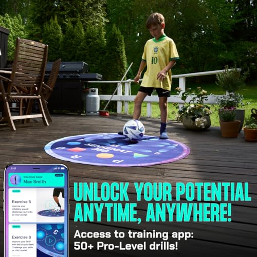 Sensemat 360 Soccer Training Mat | 360 Degree Design Non Slip Training Mat | Soccer Footwork Training | Strength & Coordination for All Ages & Levels | Improve Skills & Control with Professional Soccer Coach Program 50+ Exercise Videos