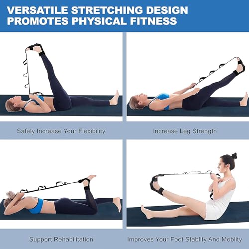 Yoga Straps For Stretching, Adjustable Ankle Foot Stretch Strap With Loops, Multi Loop Yoga Belt For Men Women