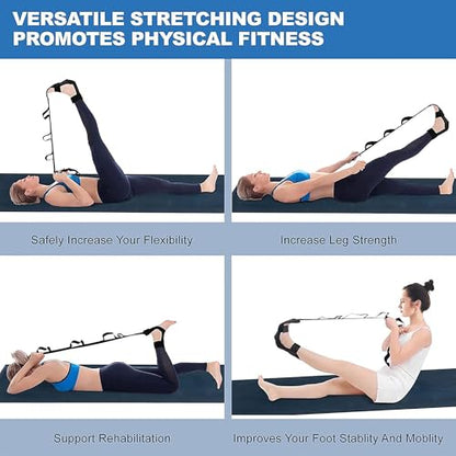 Yoga Straps For Stretching, Adjustable Ankle Foot Stretch Strap With Loops, Multi Loop Yoga Belt For Men Women