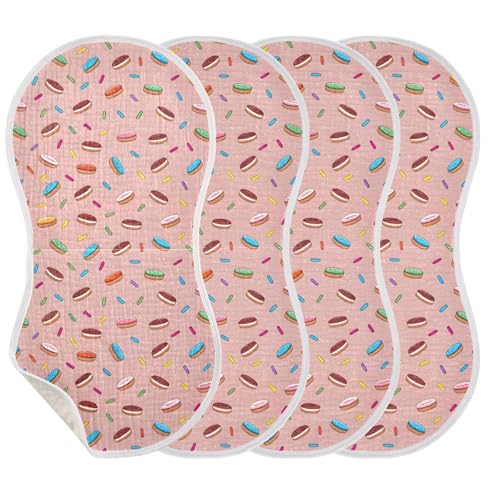 Cakes and Sprinkles Muslin Burp Cloths 4 Pack - Extra Large 22"x11", 4-Layer Soft Absorbent Cotton, Waterproof Backing, Baby Drool Rags for Newborn
