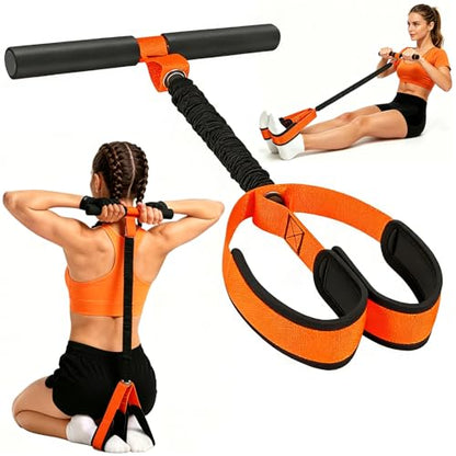 Pedal Resistance Band with Handle, 50 LBS Thickened Latex Tube Pedal Resistance Band with Soft Non-Slip Foam Foot Pedals for Women,Tension Rope Trainer for Abs,Legs,Home Gym Workout Equipment (Orange)