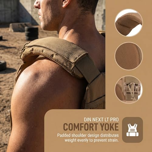 Tactical Weighted Vest for Men & Women Adjustable Strength and Endurance Workout Vest with MOLLE Panel Padded Shoulder Straps Breathable Mesh Quick Release Buckles for Running Rucking Training Fitness - color: Coyote