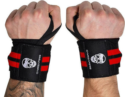 Gymreapers Weightlifting Wrist Wraps (IPF Approved) Professional Quality Wrist Support with Heavy Duty Thumb Loop - Best Wrap for Powerlifting Competition, Strength Training, Bodybuilding - color: Red