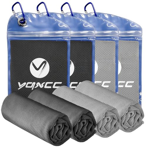 4 Pack Cooling Towels (40"x12"), Ice Cool Neck Towel, Soft Breathable Microfiber for Gym, Yoga, Golf, Running, Camping & All Hot Weather Activities - color: 2 Light Gray/ 2 Dark Gray