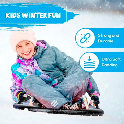 Slippery Racer Downhill Zeus Adults and Kids Foam Saucer Disc 1 Rider Snow Sled Toboggan with Handles, Midnight Hologram