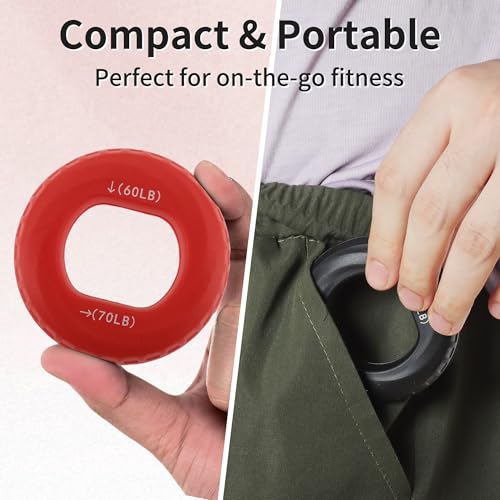 Hand Grip Strengthener, Adjustable Strength Grip, Silicone Grip Circle, for Men Adult, 2 Pcs - color: Red & Black(60/70LB,70/80LB)