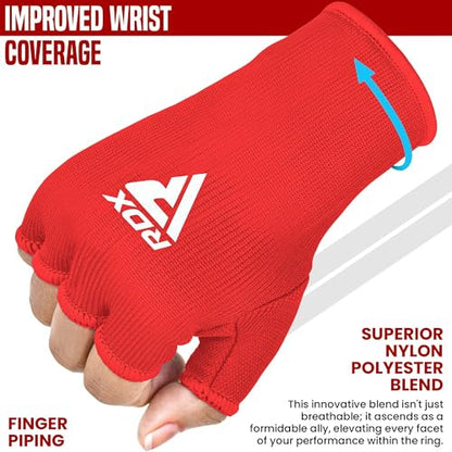 RDX Boxing Hand Wraps Inner Gloves Men Women, Half Finger Elasticated Bandages, Under Mitts Fist Protection, Muay Thai, Kickboxing, MMA, Martial Arts Speed Bag Punching Training - color: Red White, size: Small