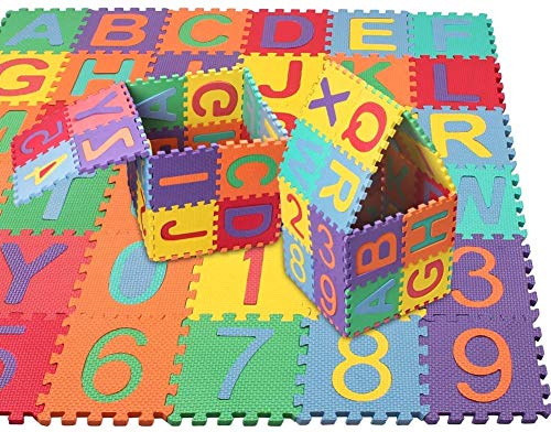 Kangler Kids Foam Puzzle Play Mat 5.9inch x 5.9inch (36-Piece Set) Interlocking EVA Floor Tiles with Alphabet and Numbers