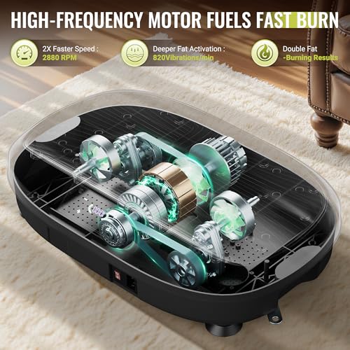FLYBIRD Vibration Plate Exercise Machine for Lymphatic Drainage, Adjustable Levels Full Body Workout, Curved Vibration Plate with Powerful Motor for Weight Loss Fat Burner, Home Fitness Equipment