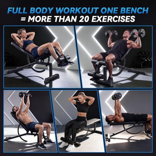 Strength Weight Bench 32 Adjustable Positions Training Benches - Heavy Duty Home Gym Equipment with 1300 LBS Weight Capacity Durable Steel Construction Incline Decline Bench for Full Body Workout - color: Black-1