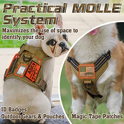 rabbitgoo Tactical Dog Harness for Large, No Pull Military Service Vest - color: Brown, size: Large