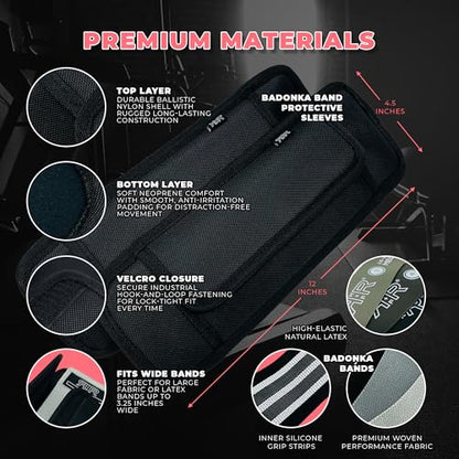 BADONKA Band Protective Sleeves for Booty Bands - Includes 3 Optional Fabric or Latex Resistance Loops - 3 Resistance Levels - Glute & Leg Workout Bands for Women & Men
