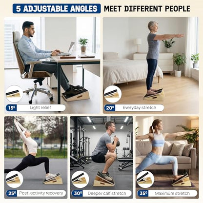 Yes4All Professional Incline Board, Slant Board Calf Stretching, Squat Wedge and Anti-Slip Surface, Portable Side Handle - color: B. 5 Angles - Full Coverage