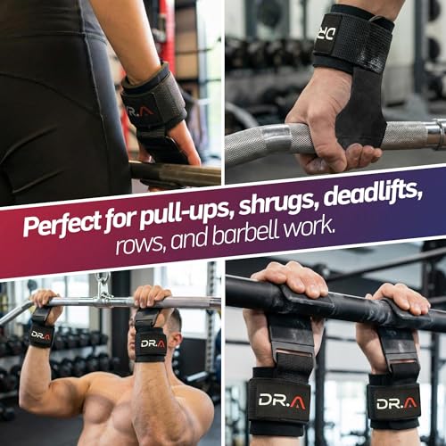 Dr. Arthritis Doctor Developed 3-in-1 Lifting Straps, Hooks & Wrist Wraps - Switch Between Modes in Seconds - Heavy Duty Grips for Bodybuilding, Powerlifting, Deadlifts, Pull-Ups & Rows (Pair, Black) - color: Black