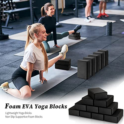 10 Pcs Foam EVA Yoga Blocks Lightweight Non Slip Supportive Yoga Bricks for Pilates Stretching and Meditation, Women Men Yogi Beginners - color: Black