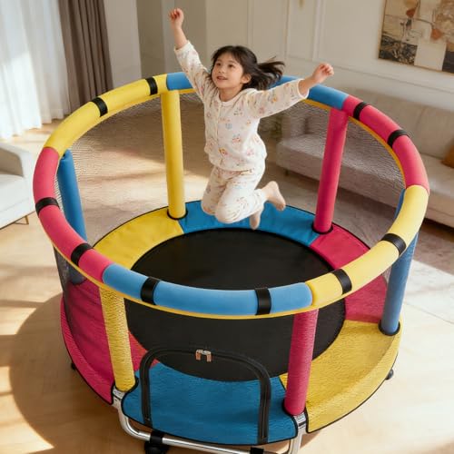 Trampoline for Kids with Safety Enclosure Net, Indoor & Outdoor Toddler Trampoline, 47" Baby Mini Recreational Trampolines, Safe No-Gap Design, Birthday Gifts for Children & Boys & Girls, Age 1-8