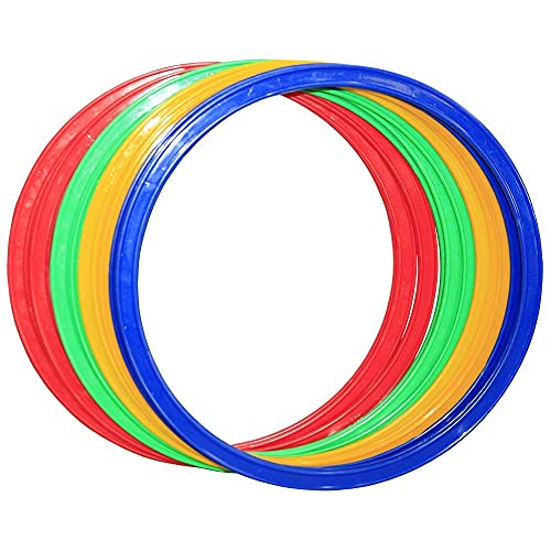 Amber Fight Gear Speed Agility Circles for Trainers, Gyms, Athletics, 4 Assorted Colors, Red, Yellow, Blue, and Green (Set of 12) 15.5 inch