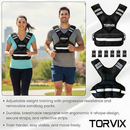 Adjustable Weighted Vest for Women and Men 6-15 lbs - Weight Vest for Walking, Weights for Workout Exercise Fitness Gym - Running Walking Training Vest with Reflective Strips & Pocket