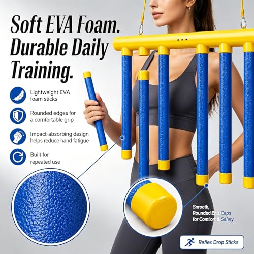 Reflex Drop Sticks Challenge Game, Reaction Time Training, Hand Eye Coordination Training, Upgrade Remote Control 3 Adjustable Speed Modes Hand, Fun Catching Stick Game (Yellow)
