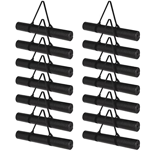 Riakrum 20 Pieces Exercise Yoga Mat Workout Mat with Strap 68 x 24 Inch Fitness Gym Mat Yoga Mat Non Slip for Women Men Gym Home Supplies(Black)