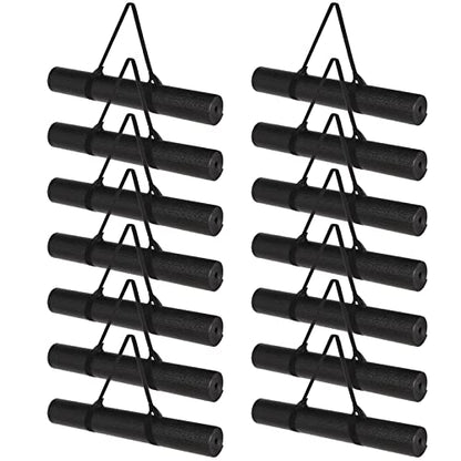 Riakrum 20 Pieces Exercise Yoga Mat Workout Mat with Strap 68 x 24 Inch Fitness Gym Mat Yoga Mat Non Slip for Women Men Gym Home Supplies(Black)