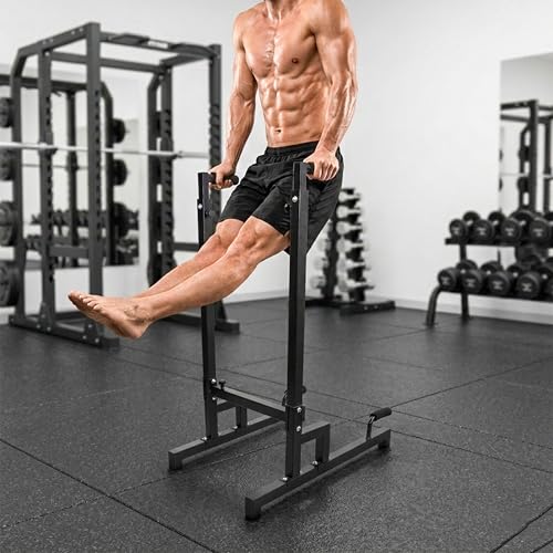 FEBTECH Dip Bar Station Heavy Duty Adjustable Dip Bars for Home & Gym Use – 32.87" L x 28.93" W x 52.35" H Parallel Dips Bar Stand 1000 LBS Capacity Dip Bars for Home Strength Calisthenics Equipment