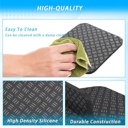 Anti-Slip Equipment Mats for Under Desk Pedal Exerciser 4 Pack 4" x 4" x 0.2" Double-Sided Silicone Pads Durable Floor Protectors for Elliptical Machines Leg Exercisers Treadmills