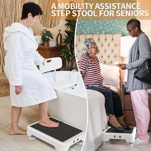 Ronlap Small Step Stools for Adults Car Step Stool for Elderly, White-Black - color: White-black