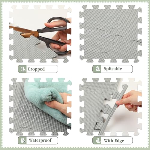 Nuanchu 60 PCS Kids Foam Puzzle Mat,Gray - color: Gray