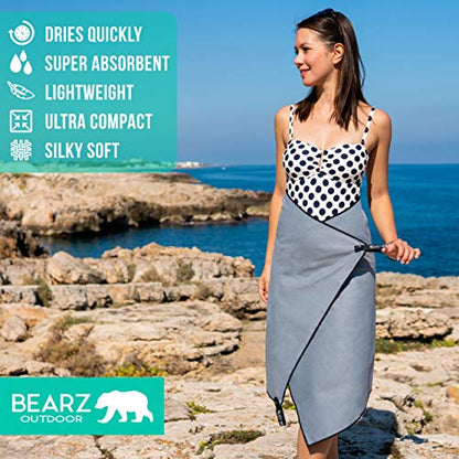 Microfiber Towel Set by BEARZ Outdoor. Microfiber Towels for Body, Workout Towel, Camp Towel, Yoga Towel, Sweat Towel, Microfiber Beach Towel, Travel Towel. Fast Drying & Compact. Free Face Towel