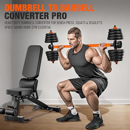 Yoga Stick, Upgraded 5ft Sturdy Steel Mobility Stick & Dumbbell Converter, Adjustable Equipment for Stretching, Posture Correction, Weightlifting, Bench Presses, Squats & Full-Body Strength Tr