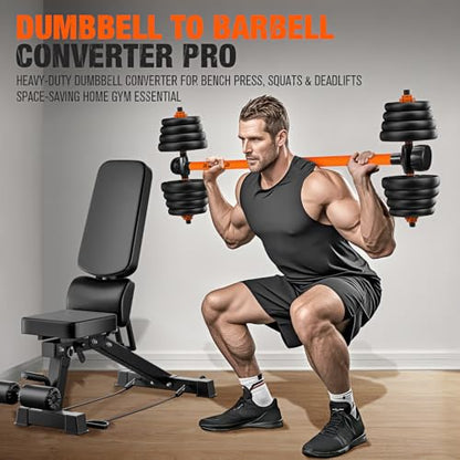 Yoga Stick, Upgraded 5ft Sturdy Steel Mobility Stick & Dumbbell Converter, Adjustable Equipment for Stretching, Posture Correction, Weightlifting, Bench Presses, Squats & Full-Body Strength Tr