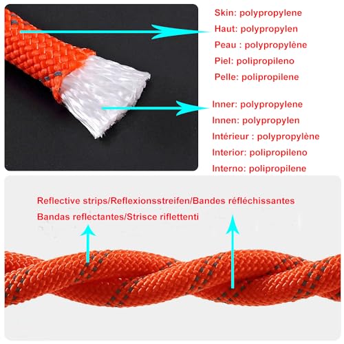 Marine Rope with Hook, 1/2 in x 32 ft, Floating Dock Line for Anchor, Throw, Tow, Mooring, Boating, Reflective Red - size: 1/2" x 32'